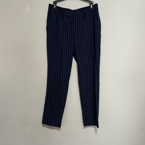 Rafaella Modern Womens Size 4 Pinstripe Navy Blue White Straight Leg Pants